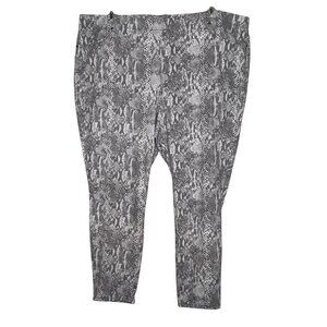 Gray & White Snake Print Women Leggings Pull-on 3X Cotton Blend Stretch